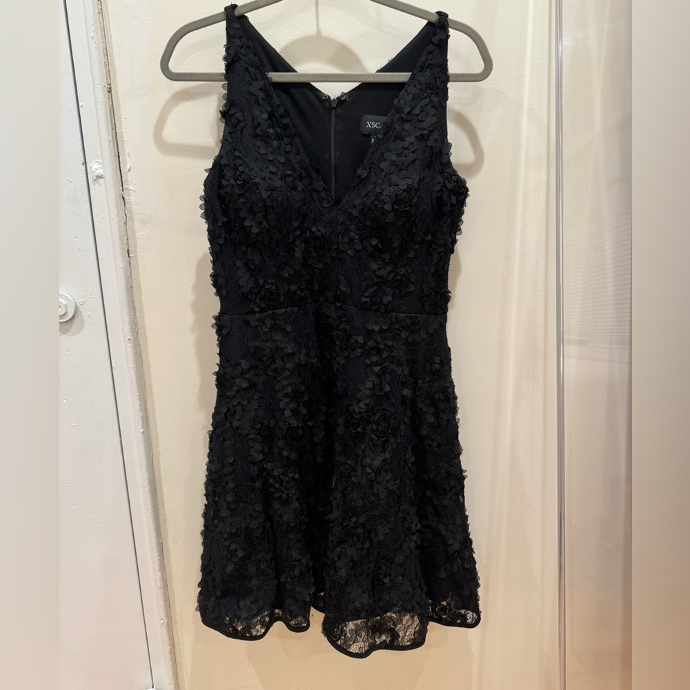 Xscape 3D Black Floral Mini Dress
